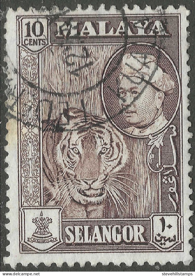 Selangor(Malaysia). 1957-61 Sultan Hisamud-din Alum Shah. 10c Used. SG 121 - Selangor