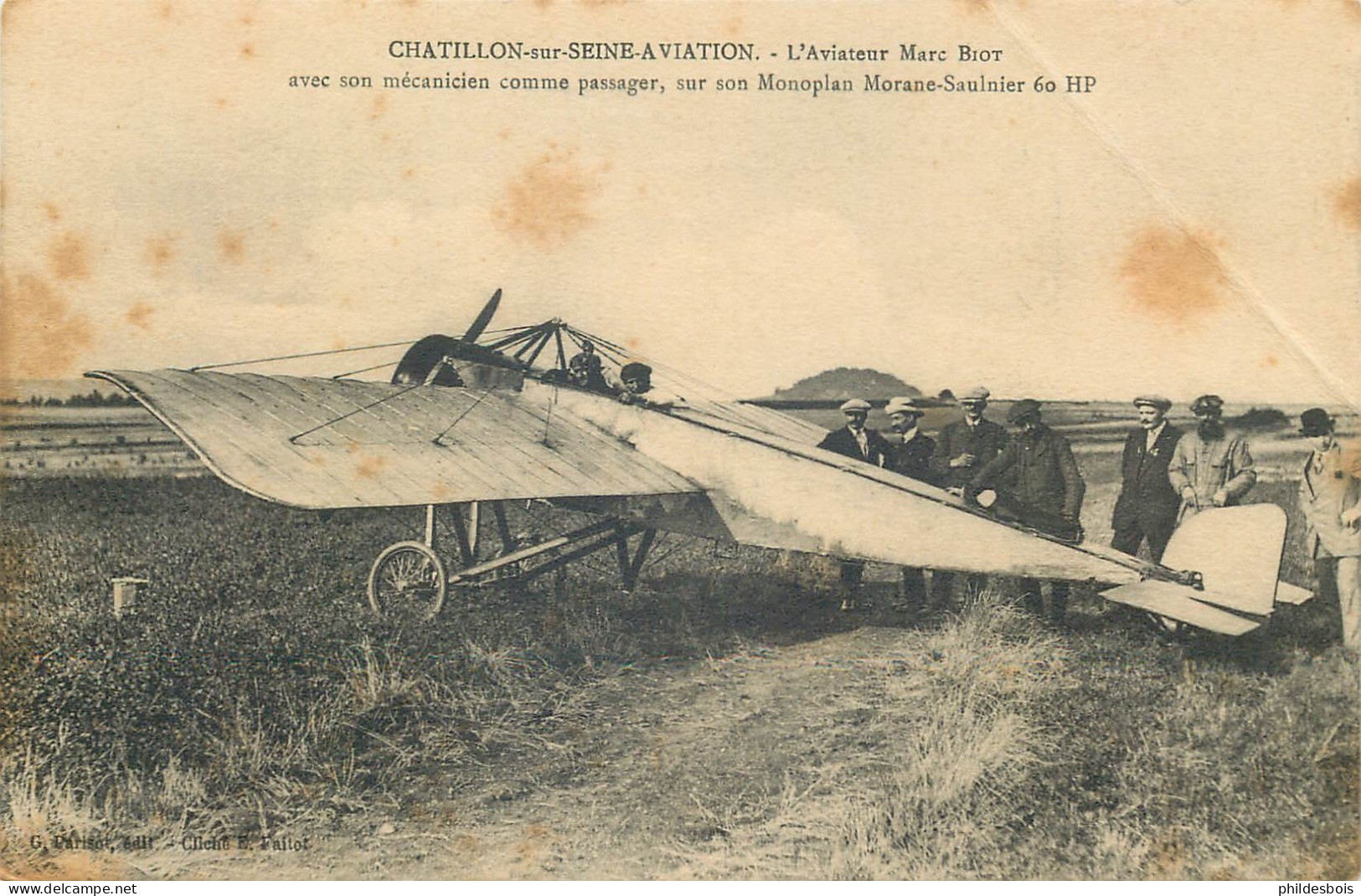 HAUTS DE SEINE  CHATILLON SUR SEINE  Aviation Aviateur Marc BIOT Avec Son Mecanicien ( Anglsupdrt) - Châtillon