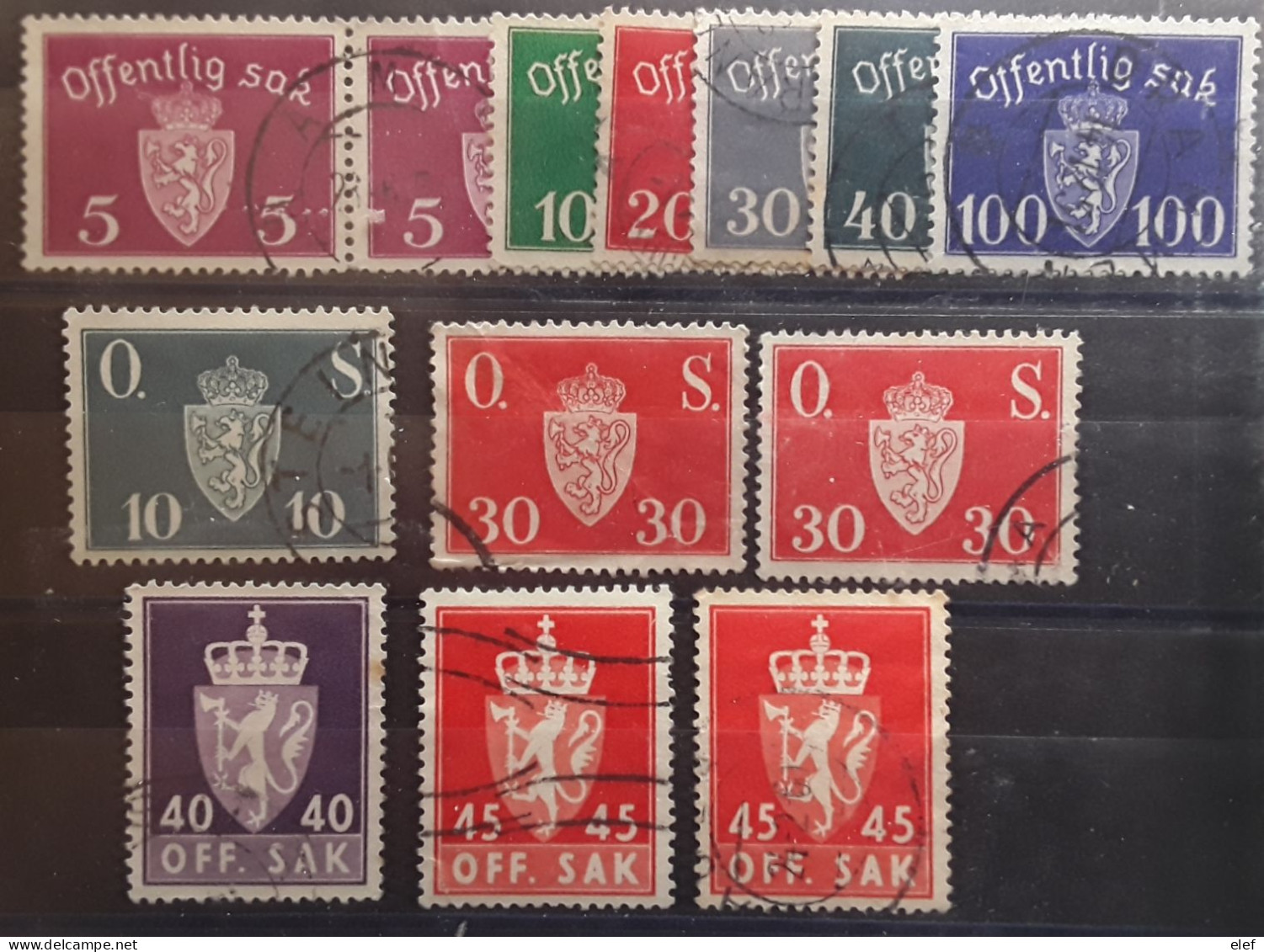 NORGE NORWAY NORVÈGE Service 1937 - 1955 Lot De 13 Timbres Avec Nuances Dont PAIRE  Obl TB - Dienstzegels