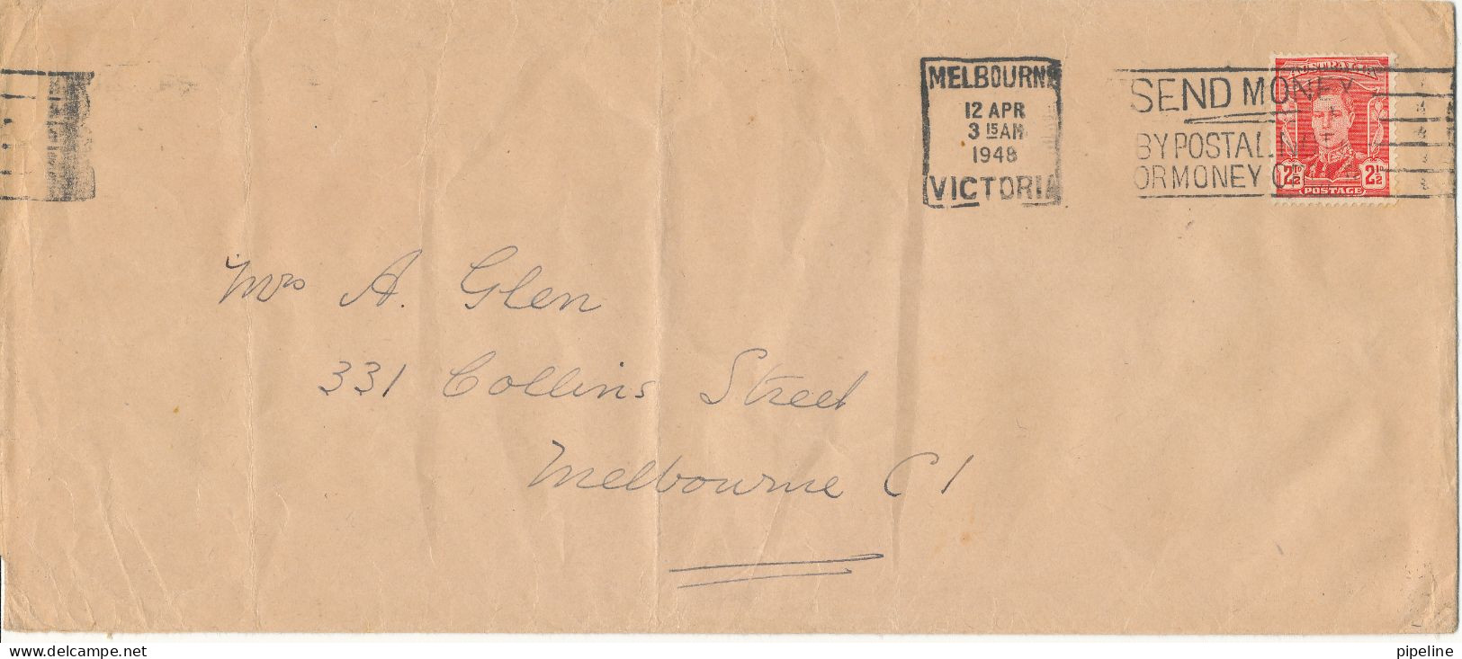 Australia Cover Melbourne 12-4-1948 Single Franked (the Cover Is Foolded) - Briefe U. Dokumente