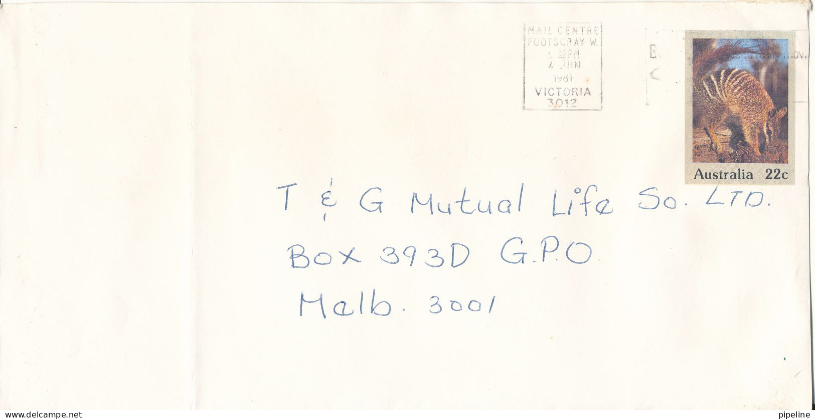 Australia Postal Stationery Cover Sent To Denmark Footscray 4-6-1981(the Cover Is Folded In The Left Side) - Postal Stationery