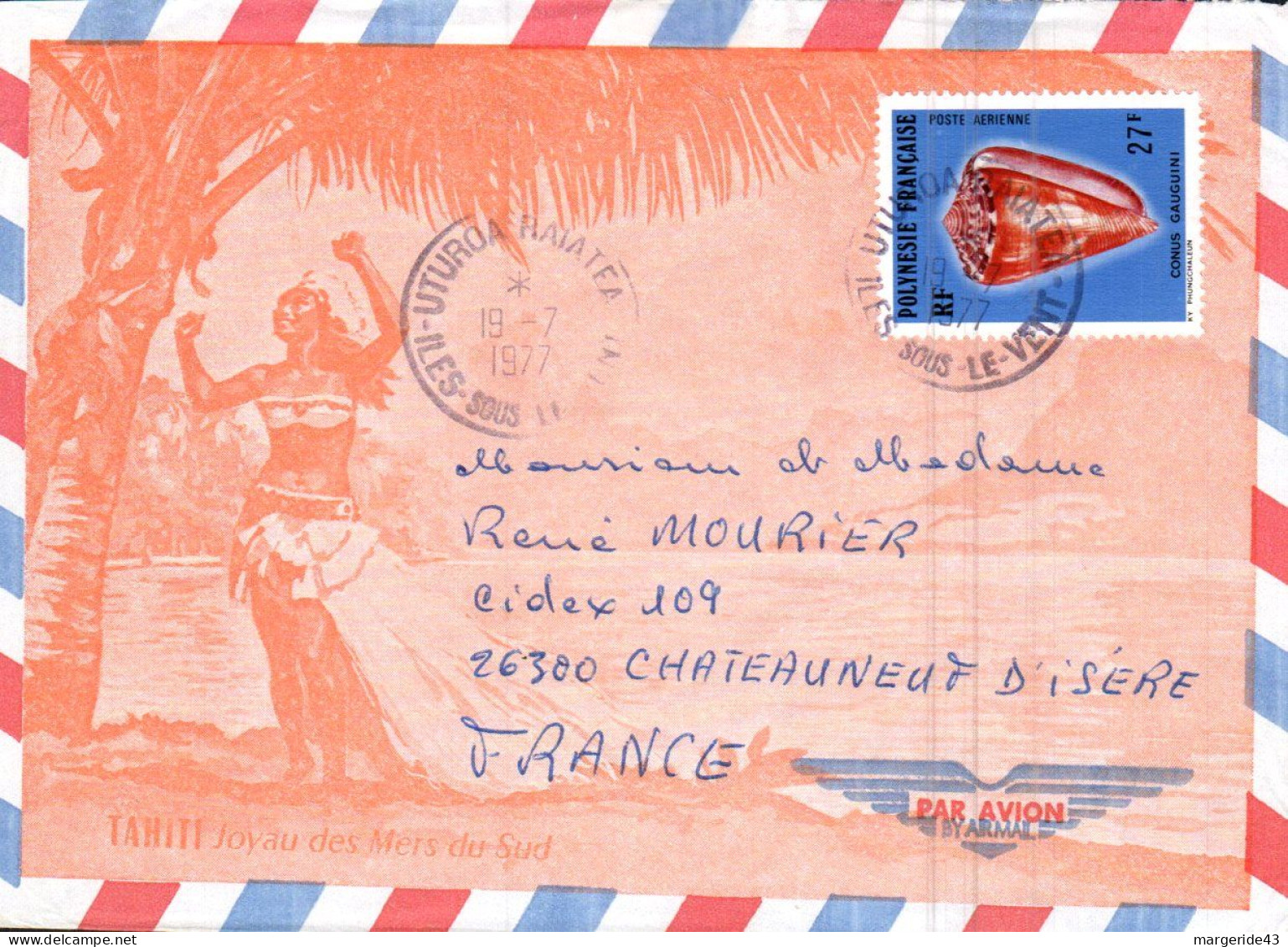 POLYNESIE SEUL SUR LETTRE POUR LA FRANCE 1977 - Cartas & Documentos