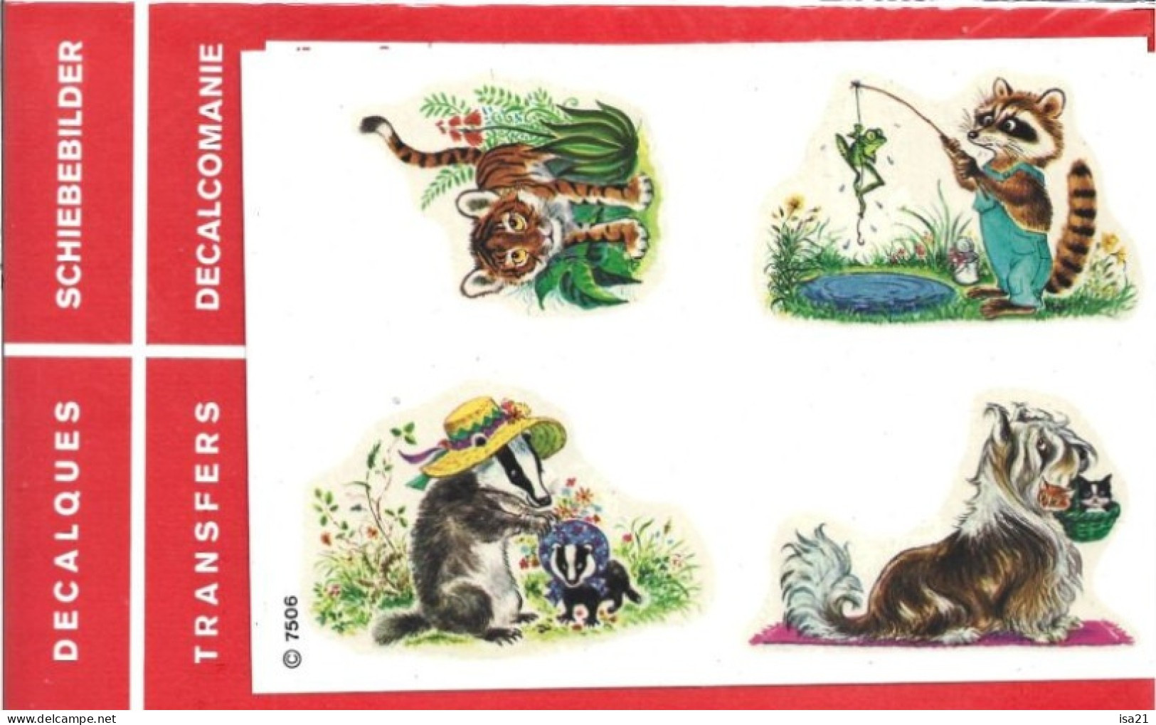 DECALQUES, TRANFERS, DECALCOMANIE Cadox Avec Motif: ANIMAUX N° 7506 Lion, Chien, ... Humour - Andere & Zonder Classificatie