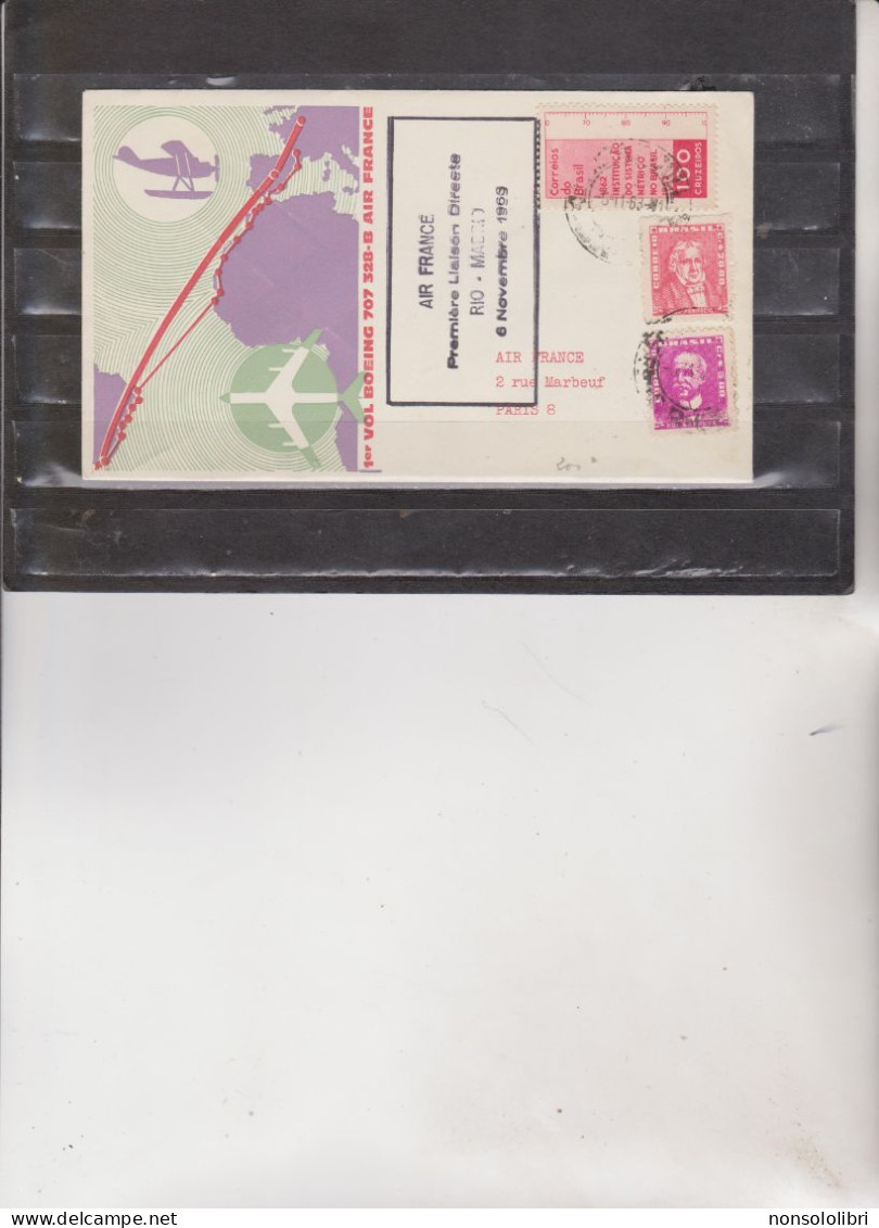 BUSTA   AIR  FRANCE  PREMIERE LIAISON  DIRECT  :  RIO  -  MADRID  1963 - Cartas & Documentos