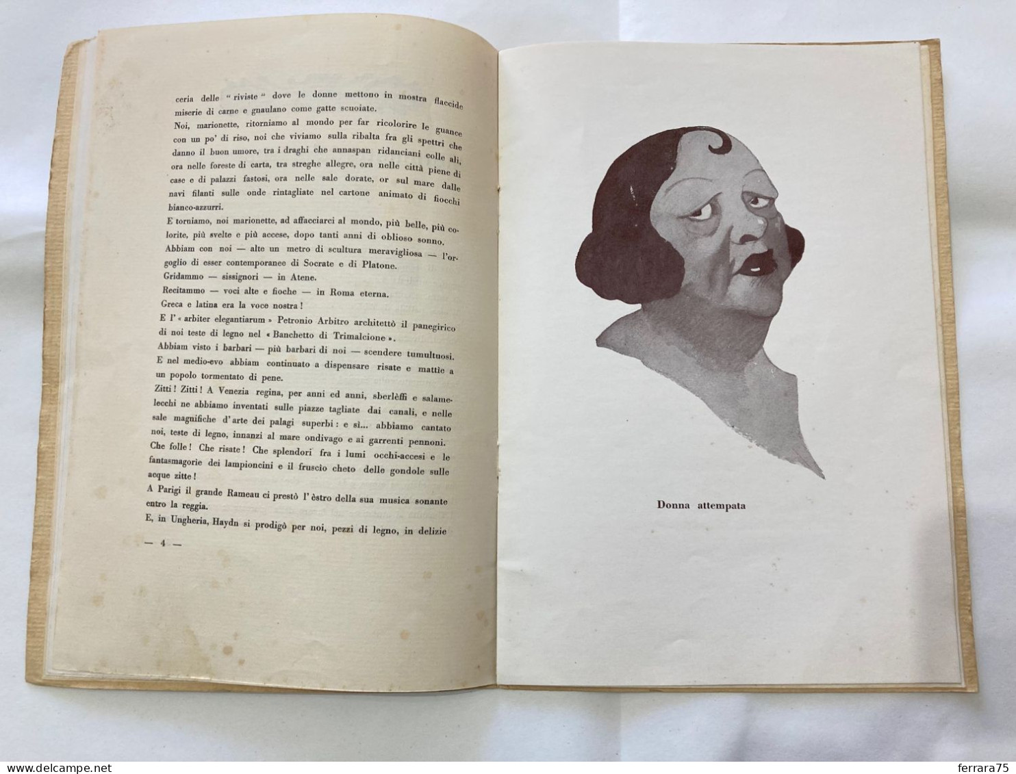 SOCRATE TOPI:MARIONETTE CHE RITORNANO.!AUTOGRAFATO- LICEO GINNASIO FAENZA 1935.