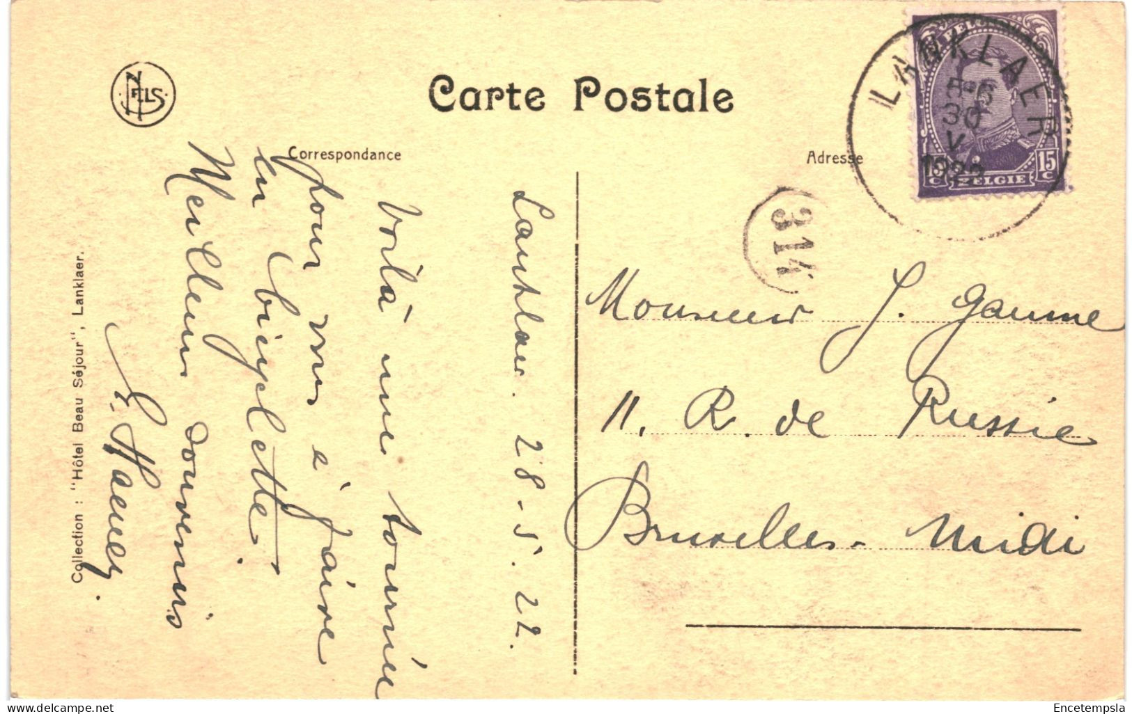 CPA  Carte Postale Belgique  Lanklaer Hôtel Beau Séjour 1922  VM71881ok - Dilsen-Stokkem