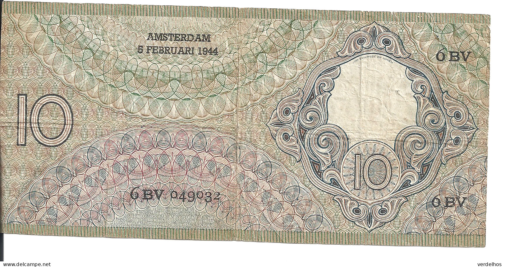 PAYS-BAS 10 GULDEN 1944 VF P 59 - 10 Gulden