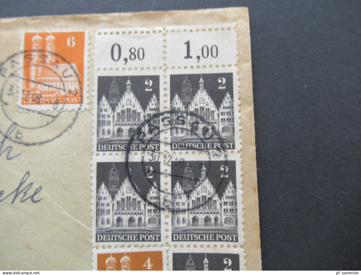 1948 Bizone Bauten MiF Nr.73 Als Oberrand 4er Block Mit OR Als "Leerfeld" Zähnungsabart!! Fernbrief Ab Passau - Brieven En Documenten