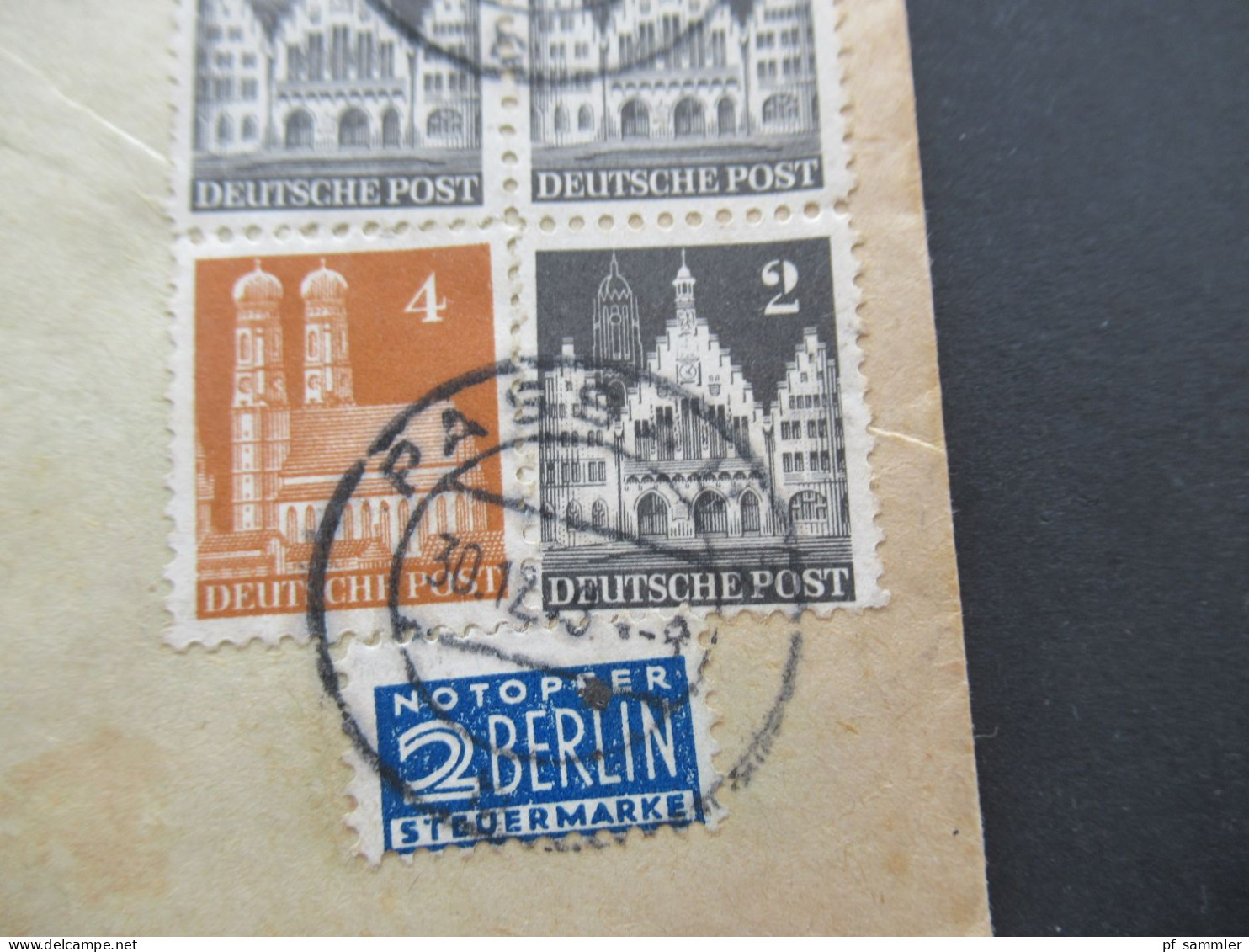 1948 Bizone Bauten MiF Nr.73 Als Oberrand 4er Block Mit OR Als "Leerfeld" Zähnungsabart!! Fernbrief Ab Passau - Storia Postale