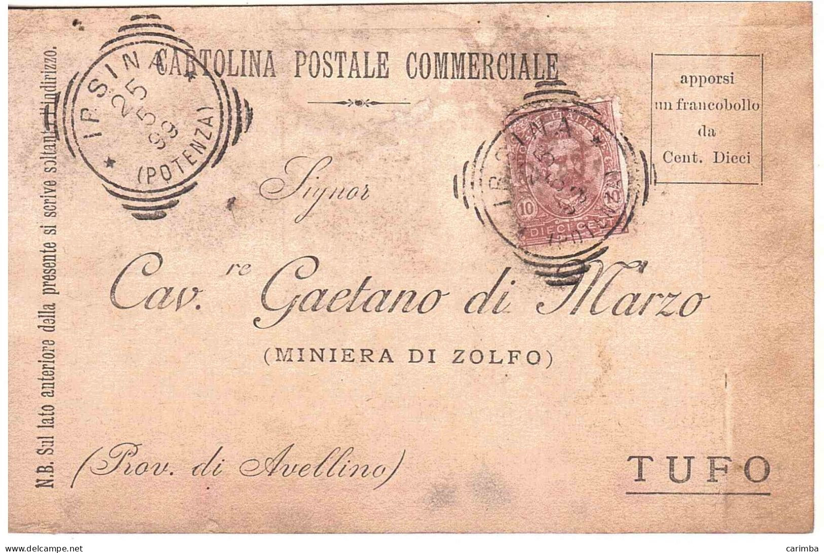 ANNULLO TONDO RIQUADRATO IRSINA POTENZA - Storia Postale