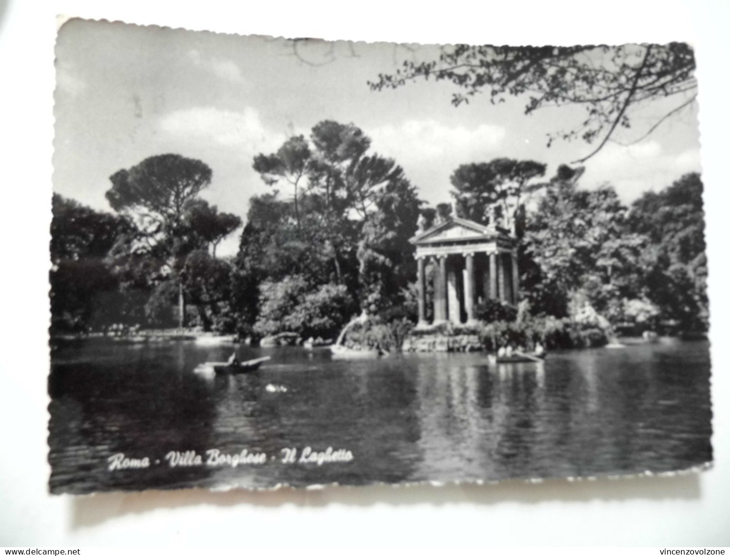 Cartolina Viaggiata "ROMA Villa Borghese - Il Laghetto" 1957 - Parcs & Jardins
