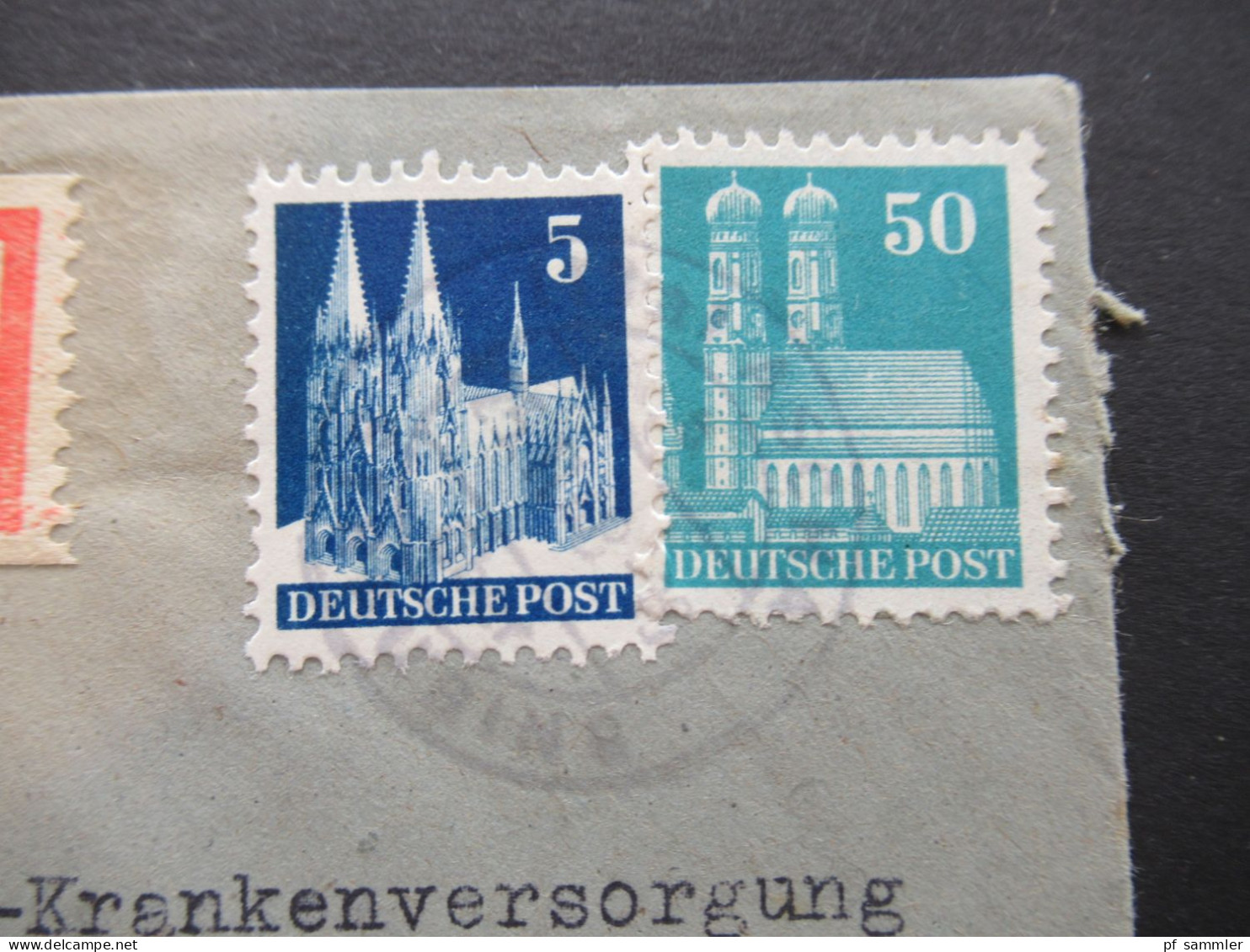 1948 Bizone Bauten MiF Nr.75 (2) MiF Mit Nr.92 Einschreiben Not R-Zettel Handschriftlich Ascha Nach Rosenheim - Storia Postale