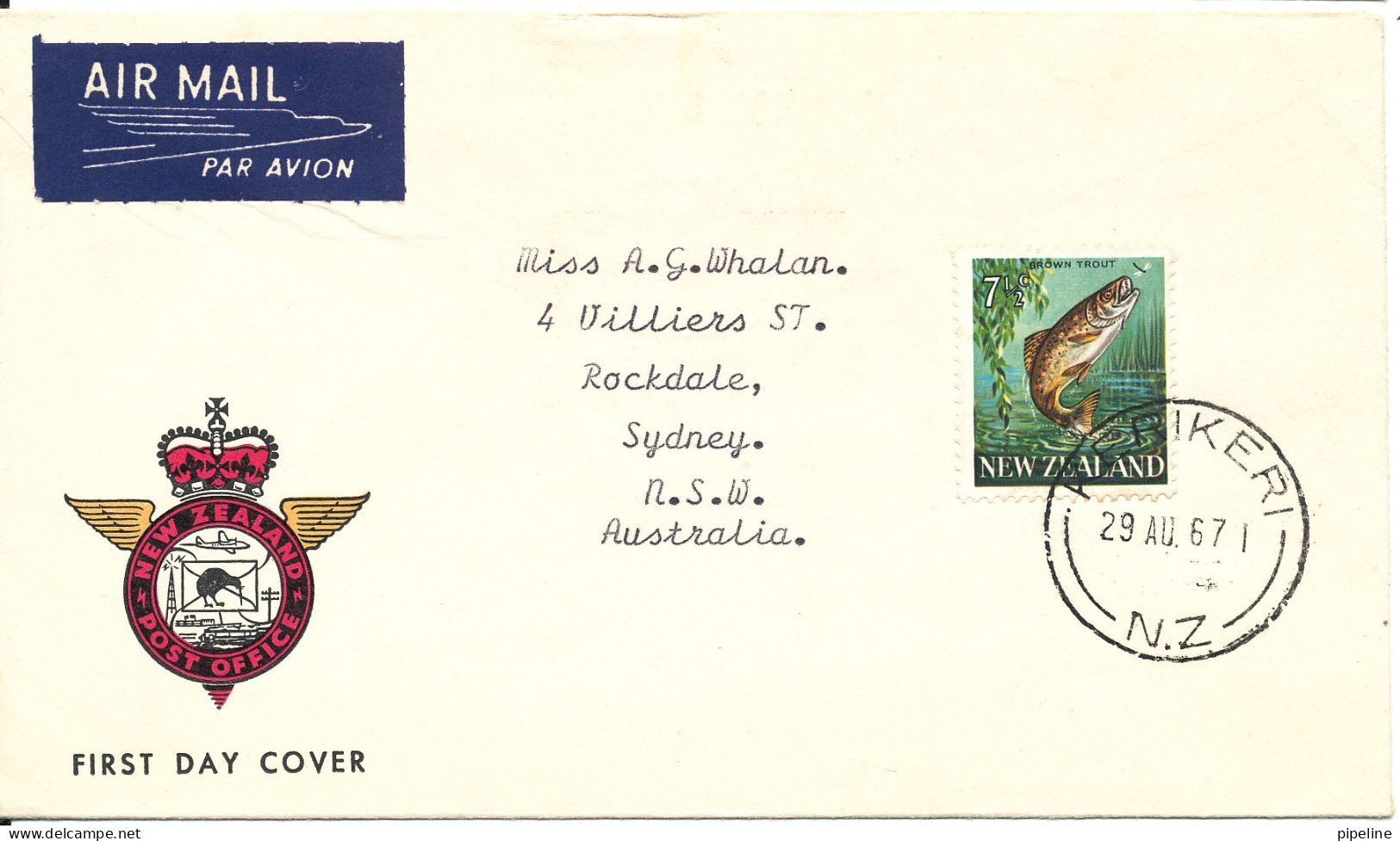 New Zealand FDC 29-8-1967 FISH Sent To Australia - FDC