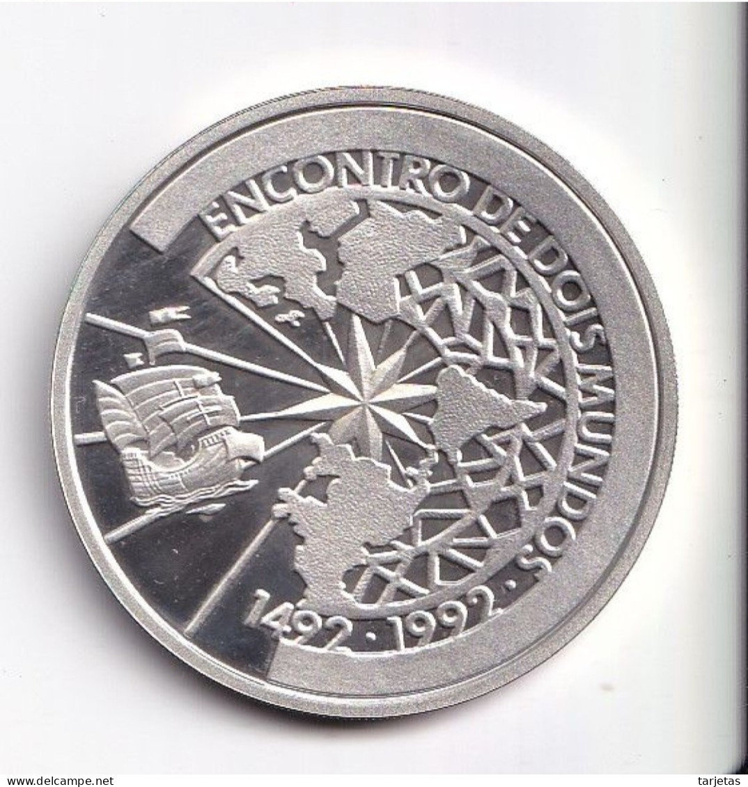 MONEDA PLATA DE BRASIL DE 500 CRUZEIROS DEL AÑO 1991 ENCUENTRO ENTRE DOS MUNDOS (COIN)(SILVER-ARGENT) - Ecuador