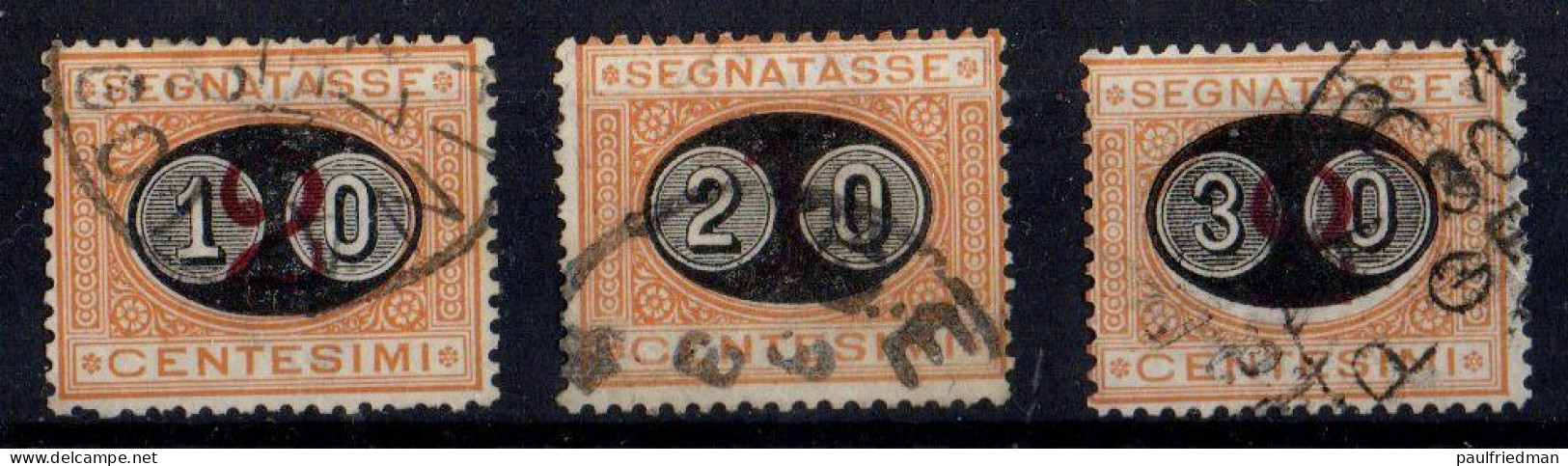 Regno 1890- Segnatasse - Tipi Del 1870 - Mascherine - 3 Valori Usati - Strafport