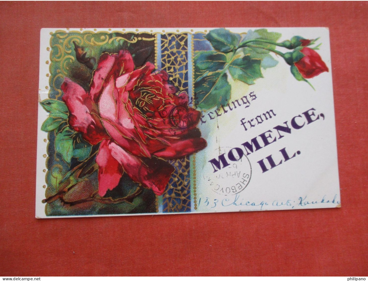 Embossed Floral Greeting. Momence.   Illinois     Ref  6193 - Andere & Zonder Classificatie