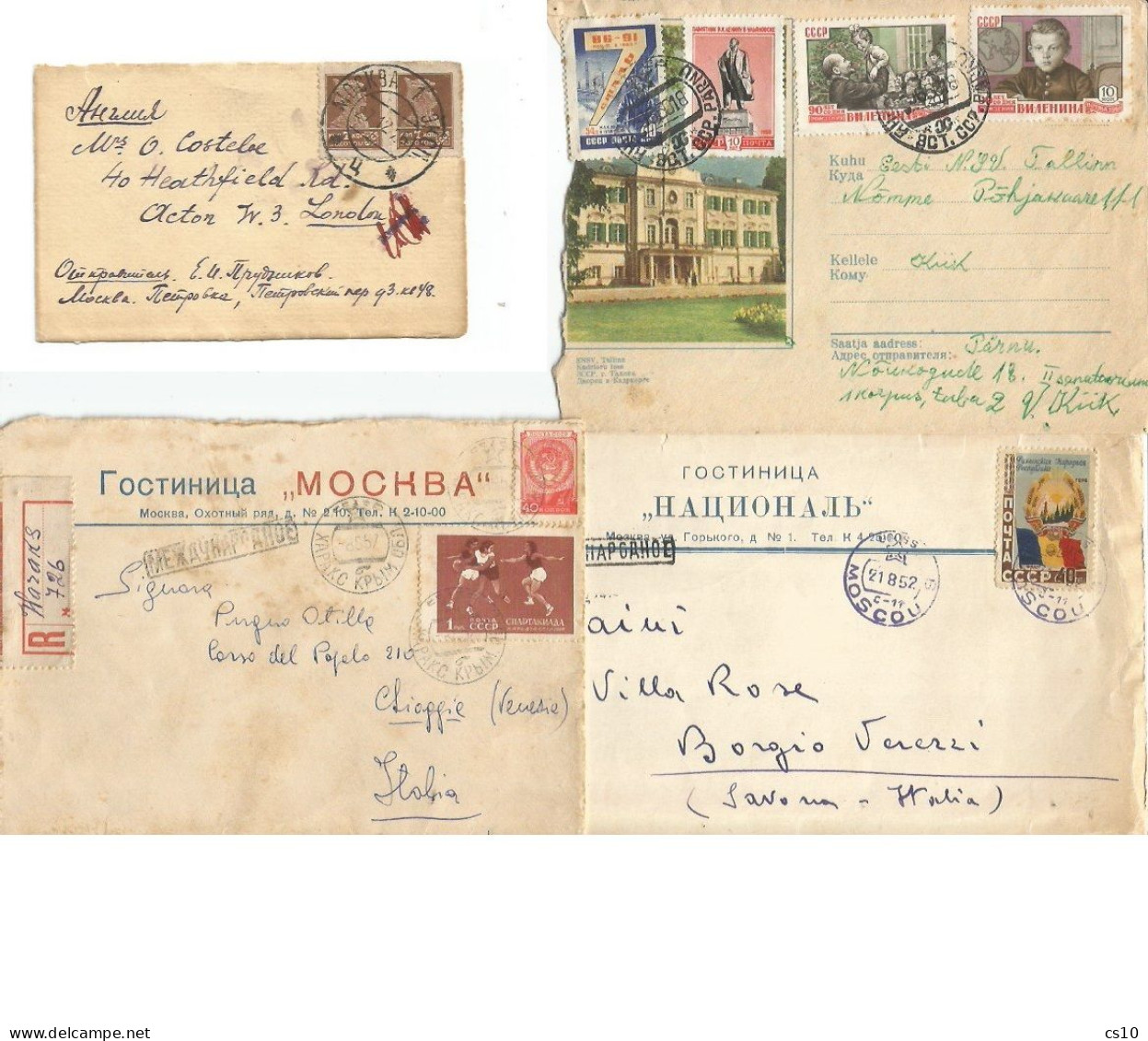 Russia Empire & USSR Postcards & Postal History Lot in 34 pcs including Scarce Propaganda Reg to Libya (18scans)