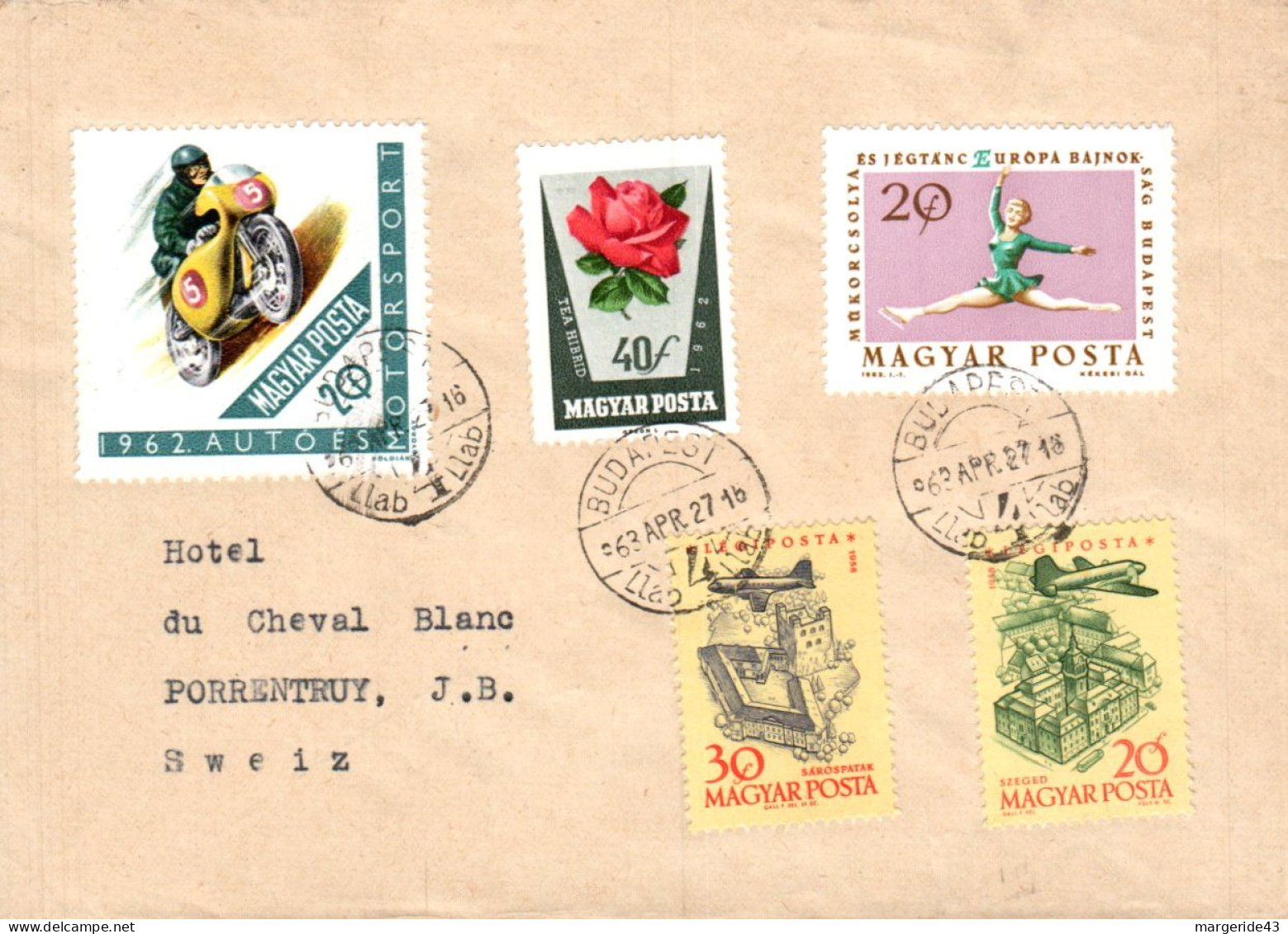 HONGRIE AFFRANCHISSEMENT COMPOSE SUR LETTRE POUR LA FRANCE 1963 - Storia Postale