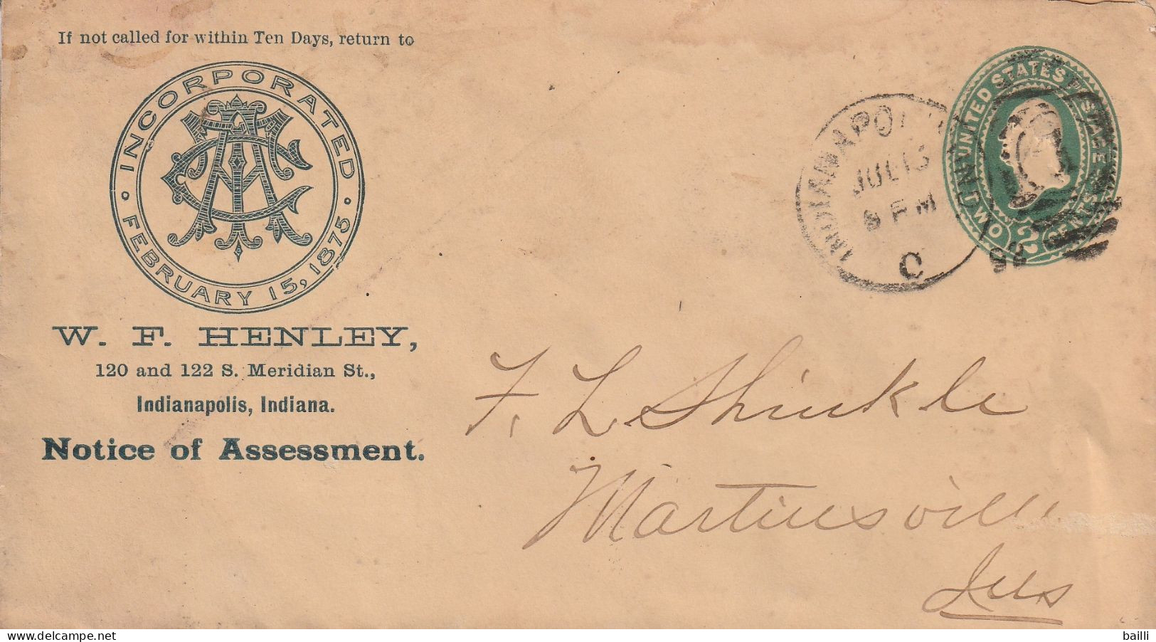 Etats Unis Entier Postal Illustré Privé 1882 - ...-1900