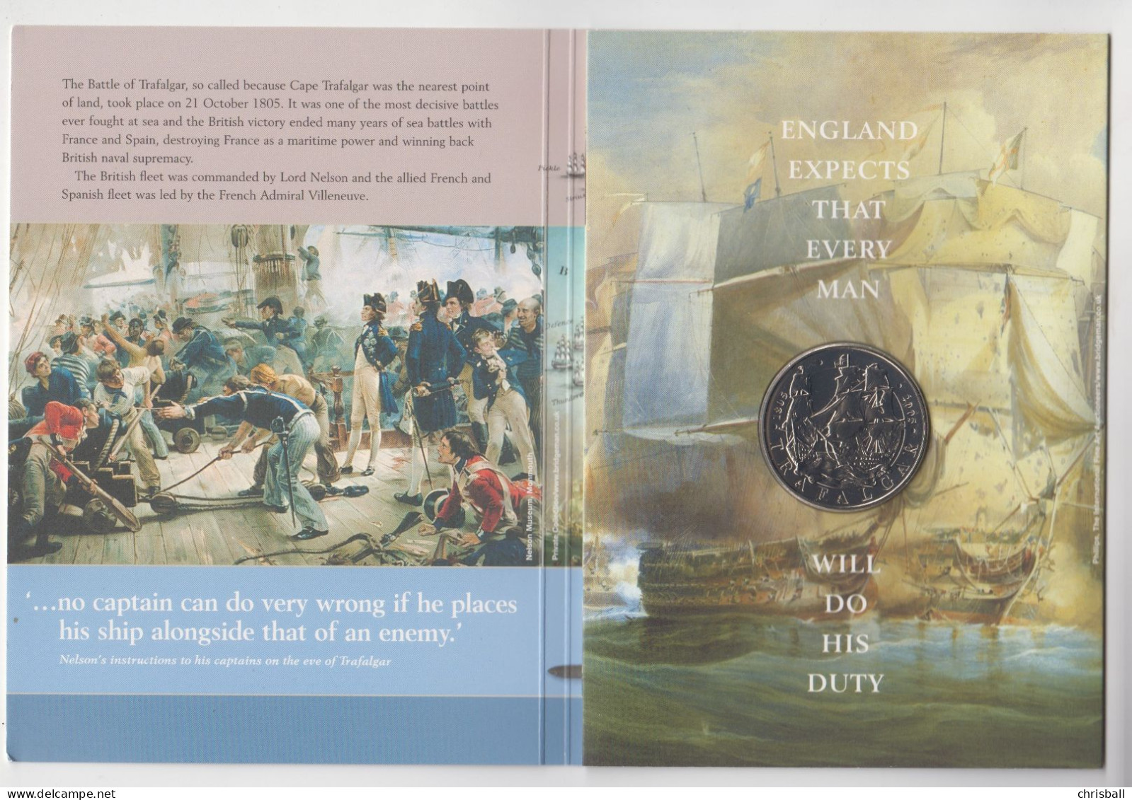 Royal Mint 2005 Trafalgar & Nelson 200th Anniversary 2 Coin Set £5 Presentation Pack Folder - 1 Pound