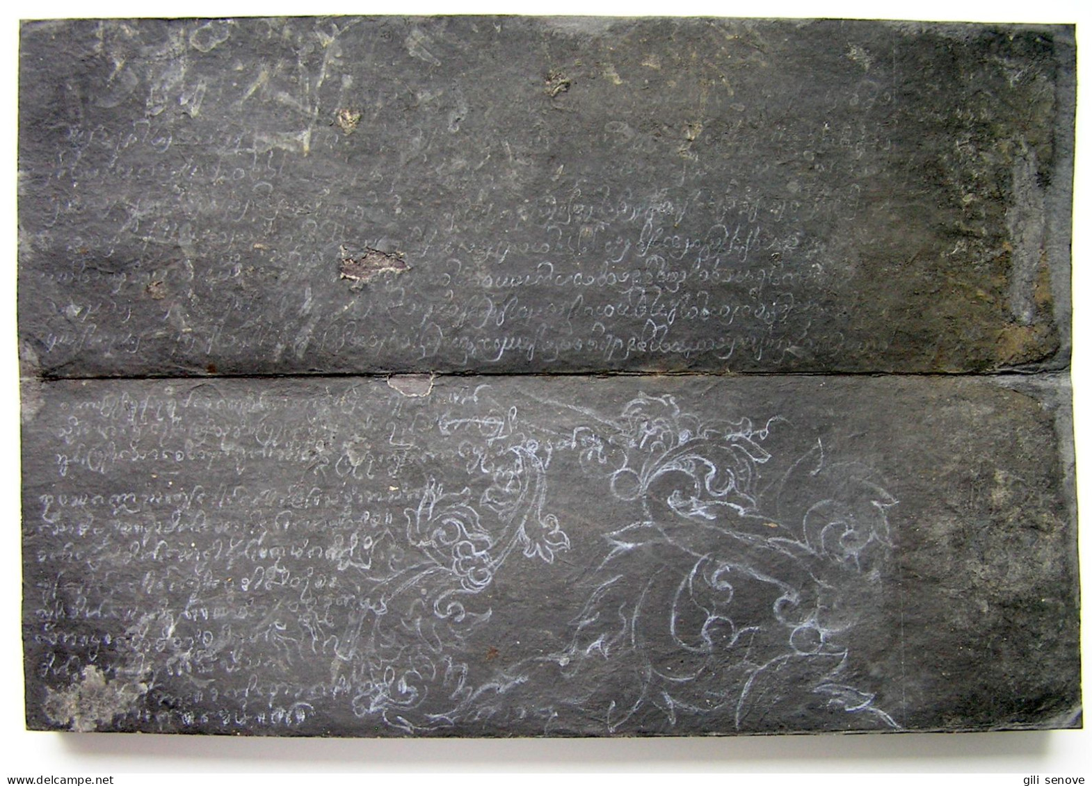 Antique Burmese Black Folding Manuscript Parabaik