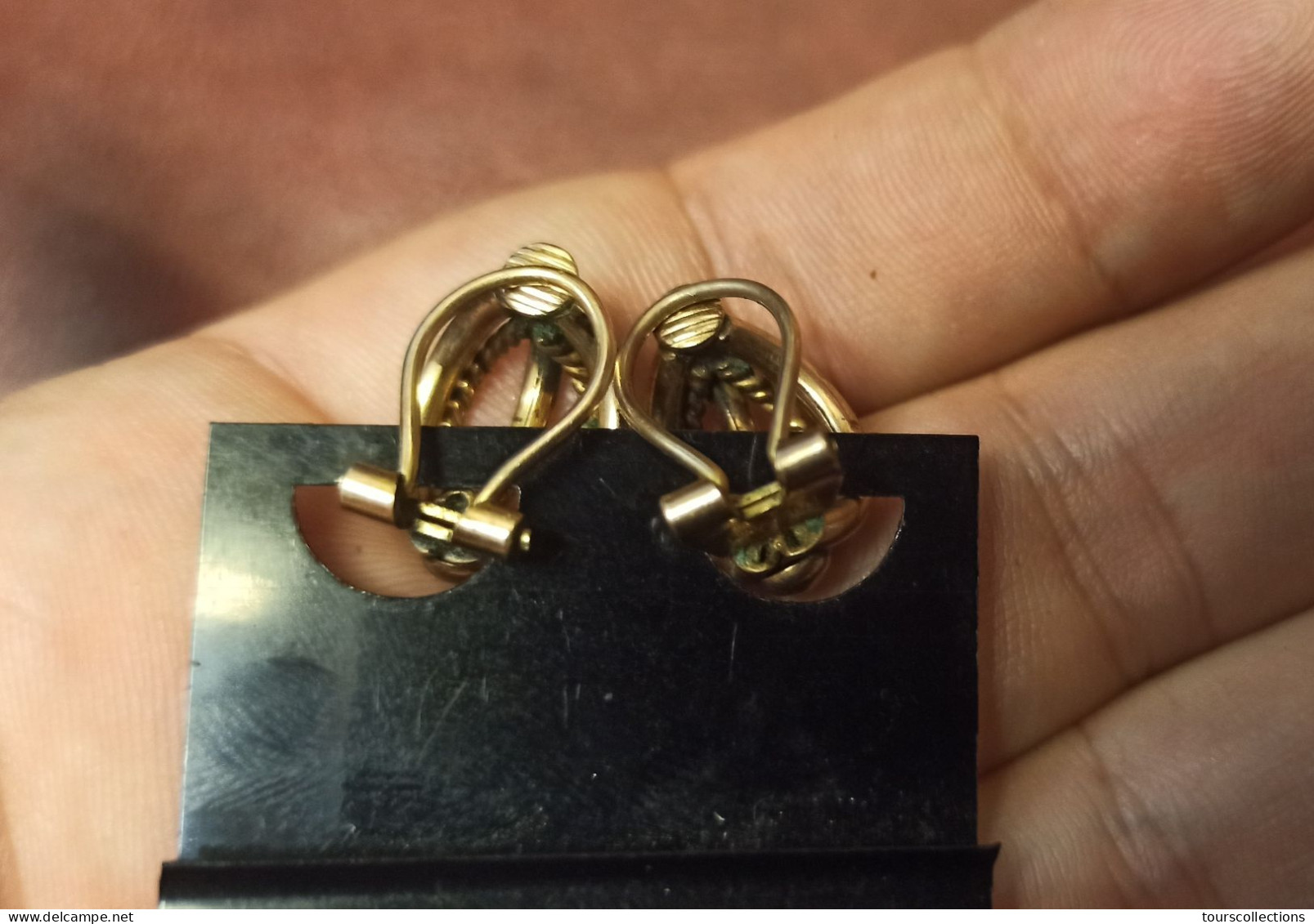 2 BOUCLES D'OREILLES VINTAGE OR PLAQUE SIGNE MURAT Fermeture Par CLIPS - Earrings