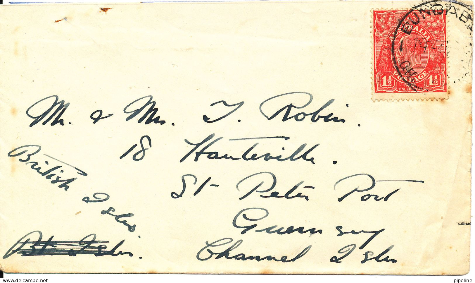 Australia Cover Sent To Guernsey Single Franked - Lettres & Documents