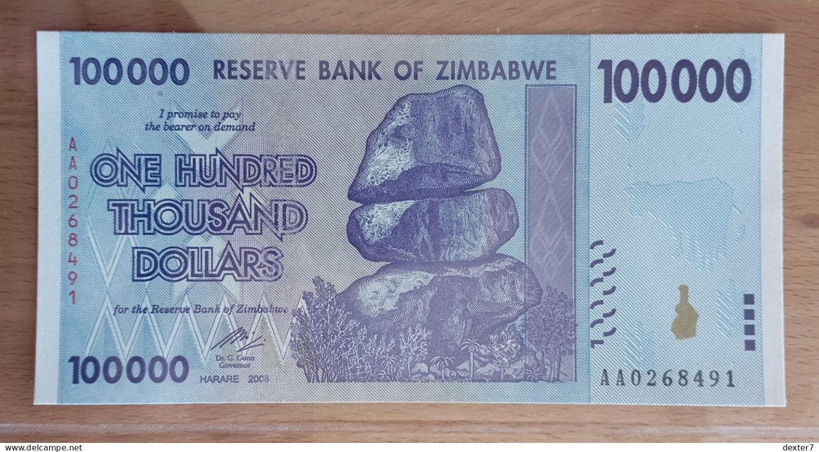 Zimbabwe 100.000 Dollars 2008 UNC AA Series - Zimbabwe