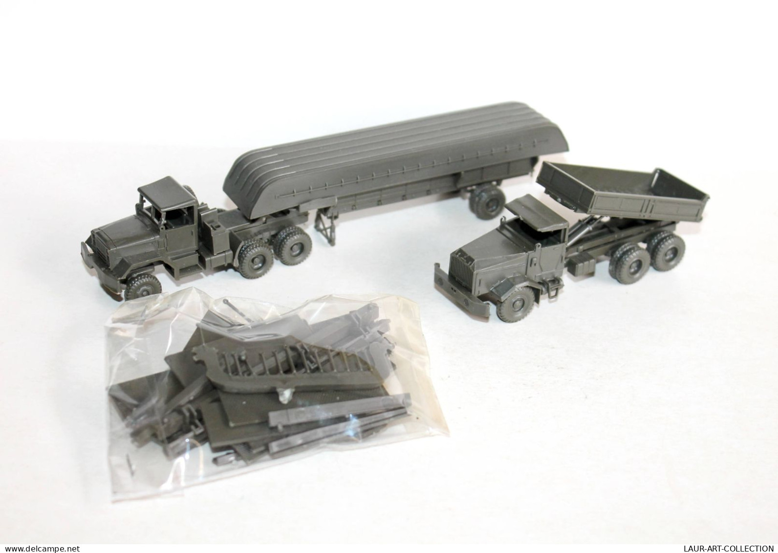 ROCO MINITANK HO CAMION FAUN BENNE COULISSANT + Z-196 BARGE TRANSPORT US + Z-197 - MODELE REDUIT MILITAIRE (1712.15) - Schaal 1:87