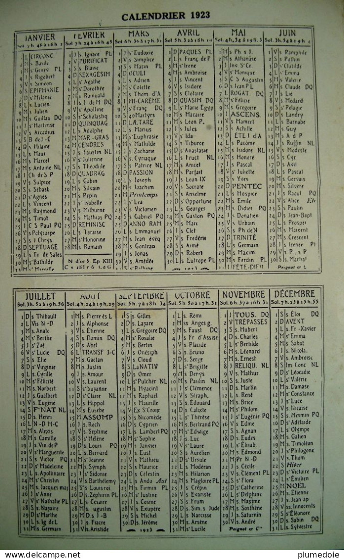 Calendrier Publicitaire Double Feuillet Années 1923 & 1924 ALIMENTATION DU BETAIL. TOURTEAUX HUILERIE FRANCO COLONIALE - Formato Piccolo : 1921-40