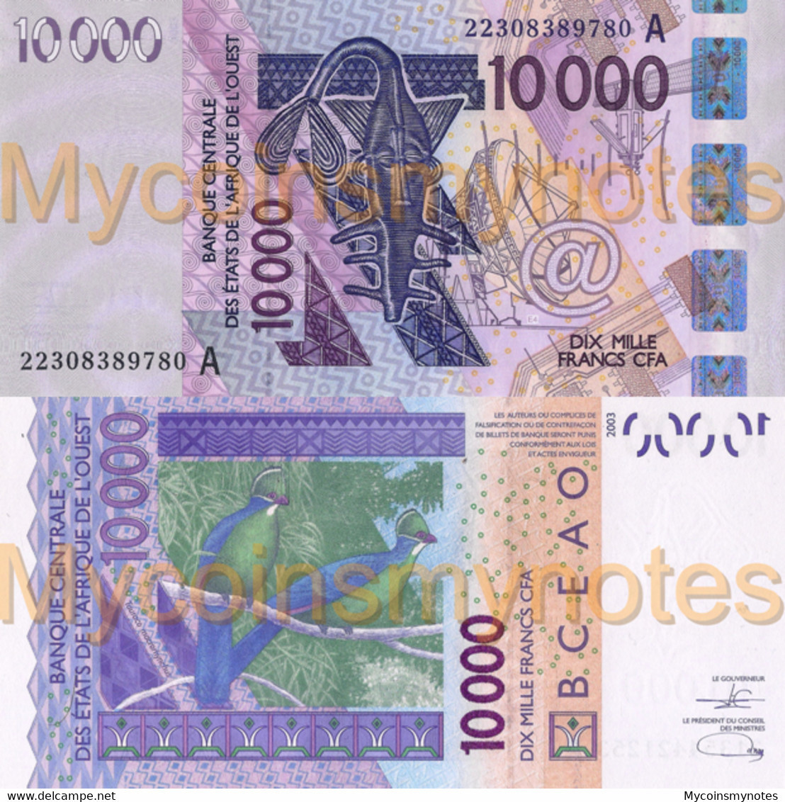 WEST AFRICAN STATES, IVORY COAST, 10000, 2022, Code A, PNew, UNC - États D'Afrique De L'Ouest