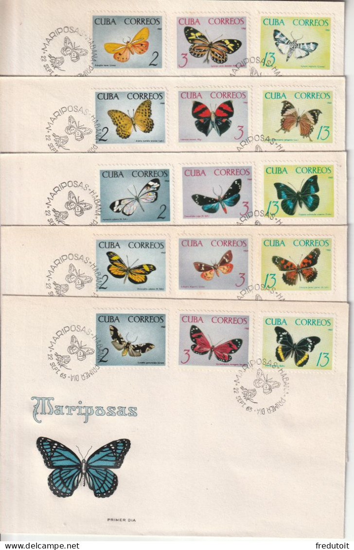 FDC - CUBA - N°881/95  (1965) Papillons - FDC