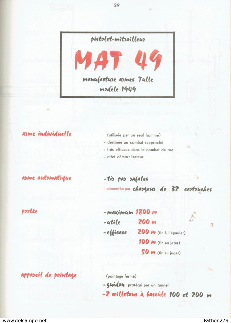 Base Aérienne 726 Nimes -  Escadron Des Fusiliers Commandos - Fascicule De Cours Instruction Armement - 1967 - Other & Unclassified