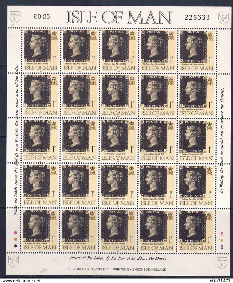 Isle Of Man 1990 - 150 Jahre Briefmarken, Nr. 431 Im Bogen, Postfrisch ** / MNH - Volledige & Onvolledige Vellen