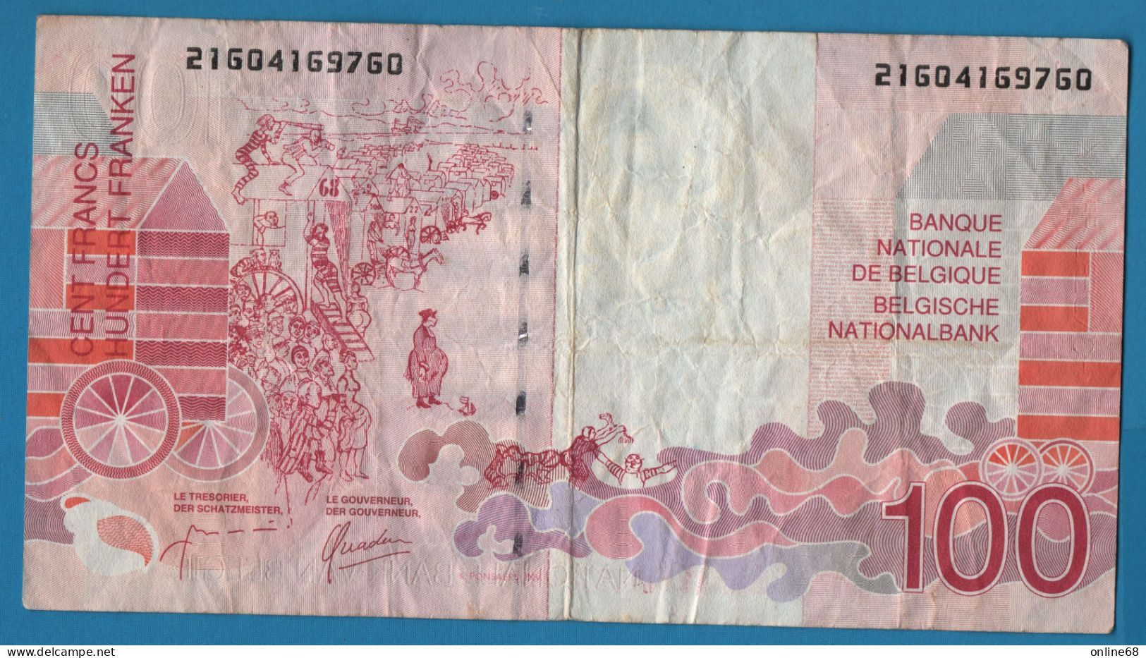 BELGIQUE 100 FRANCS ND (1995-2001) # 21604169760 P# 147 James Ensor Signatures: Masai & Quaden - 100 Frank