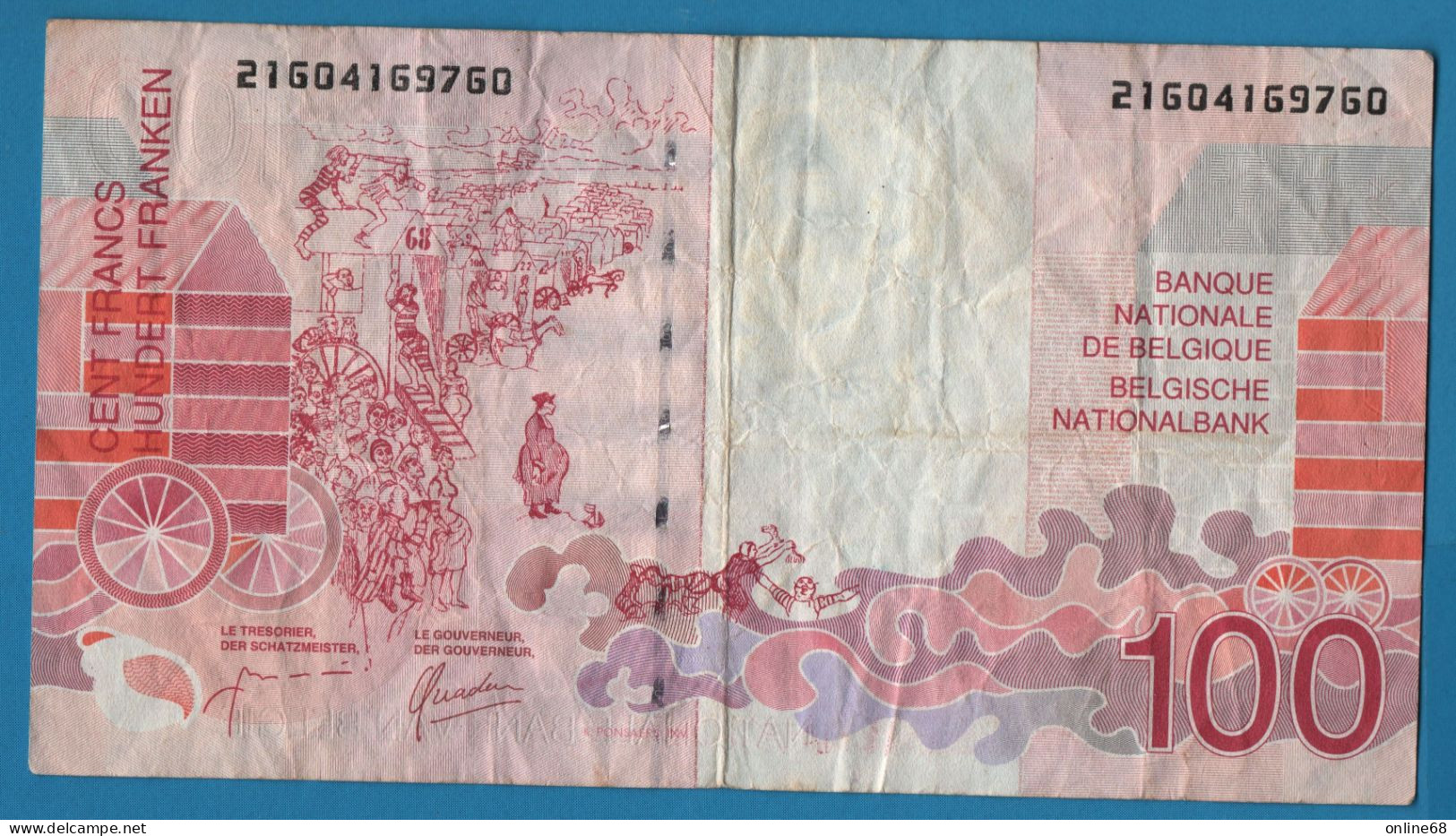 BELGIQUE 100 FRANCS ND (1995-2001) # 21604169760 P# 147 James Ensor Signatures: Masai & Quaden - 100 Francos