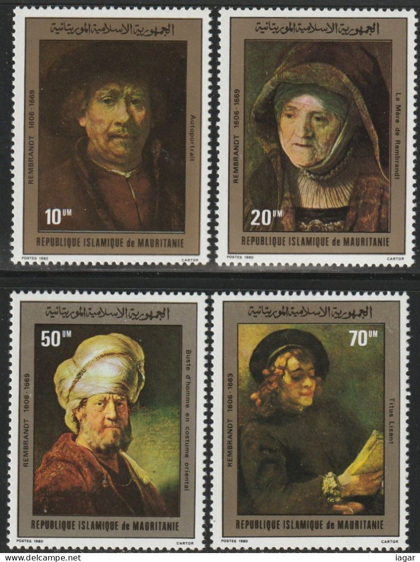 THEMATIC  ART:  PAINTINGS BY REMBRANDT   4v+BF   - MAURITANIE - Rembrandt