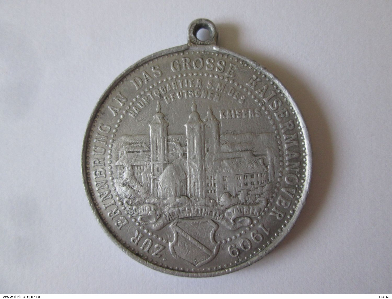 German Imperial Military Maneuver Aluminium Medal 1909/Kaiser Manover 1909,diameter=37 Mm - Alemania