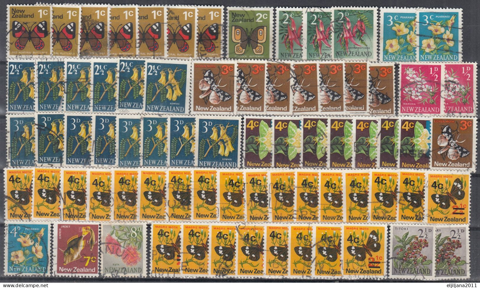 SALE !! 50 % OFF !! ⁕ New Zealand 1967-1968 ⁕ Butterflies, Flowers... ⁕ 74v Used - Usati