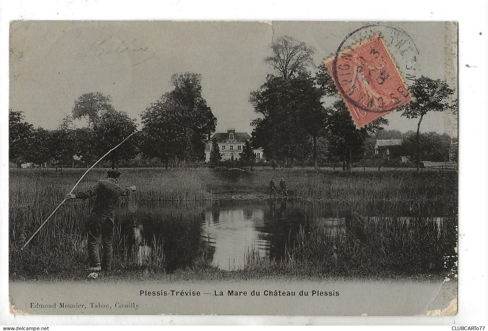 Le Plessis-Trévisse (94) : GP De La Pêche à La Grenouille Aux Bords De La Mare Du Château Env 1905 (animé) PF. - Le Plessis Trevise