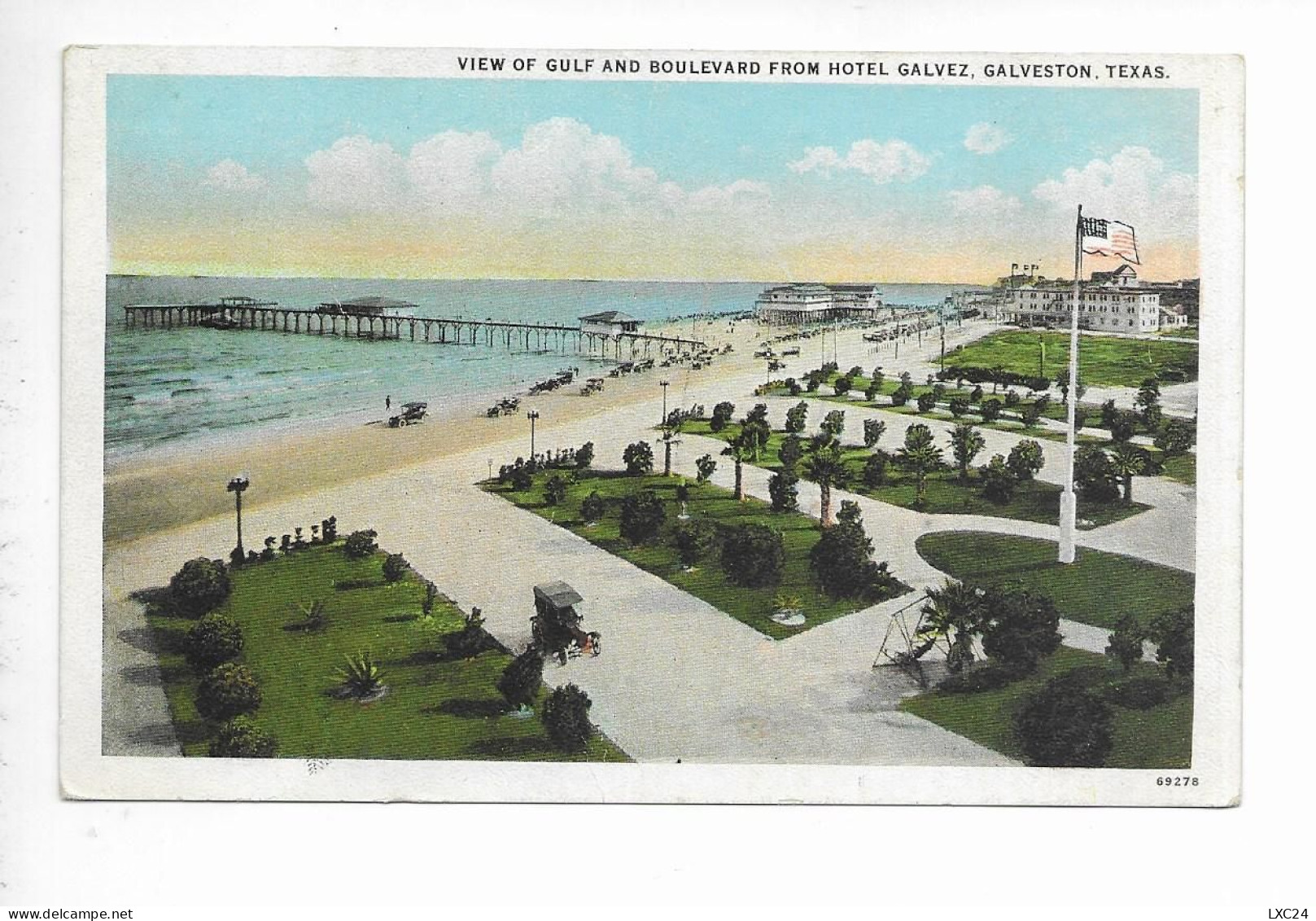 VIEW OF GULF AND BOULEVARD FROM HOTEL GALVEZ. GALVESTON. - Galveston