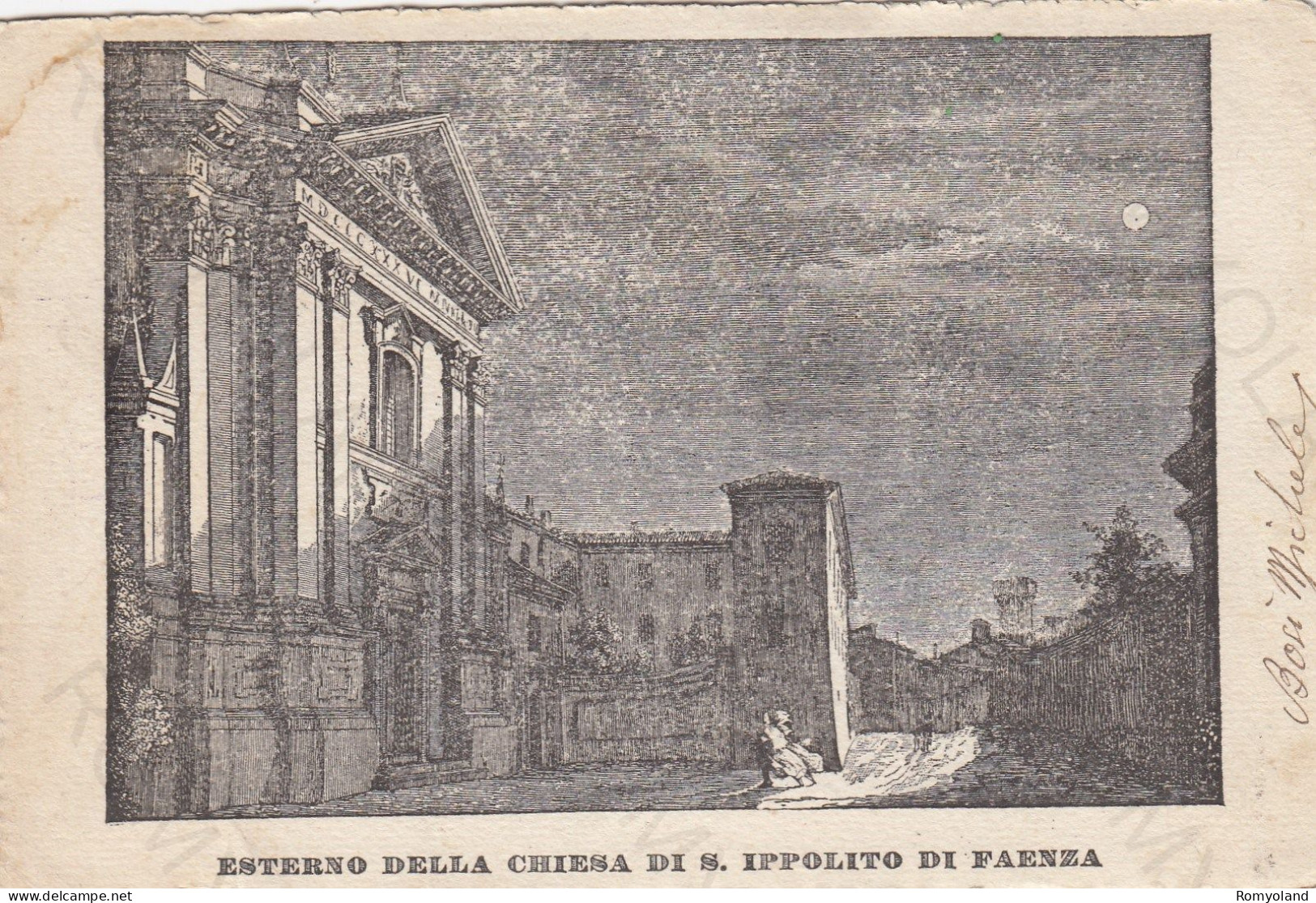 CARTOLINA  FAENZA,EMILIA ROMAGNA-ESTERNO DELLA CHIESA DI S.IPPOLITO-STORIA,MEMORIA,CULTURA,BOLLO STACCATO,VIAGGIATA - Faenza