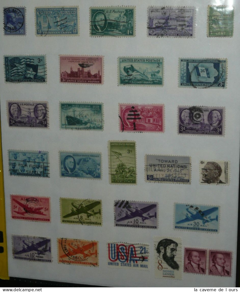 Rare Lot De 80 Timbres Américains USA 1940's-1950's Air Mail Presidents WW2 Einstein - Gebraucht