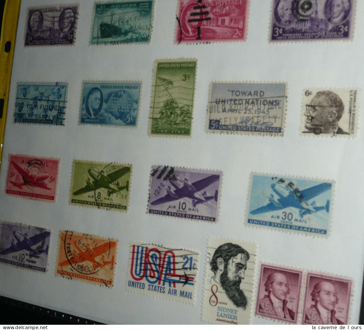 Rare Lot De 80 Timbres Américains USA 1940's-1950's Air Mail Presidents WW2 Einstein - Gebraucht