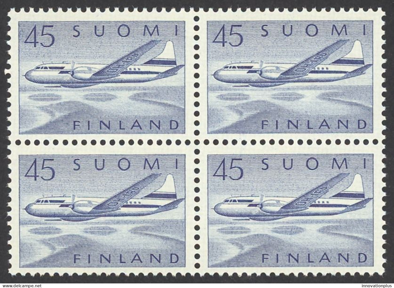 Finland Sc# C7 MNH Block/4 1959 Convair 440 Over Lakes - Ungebraucht