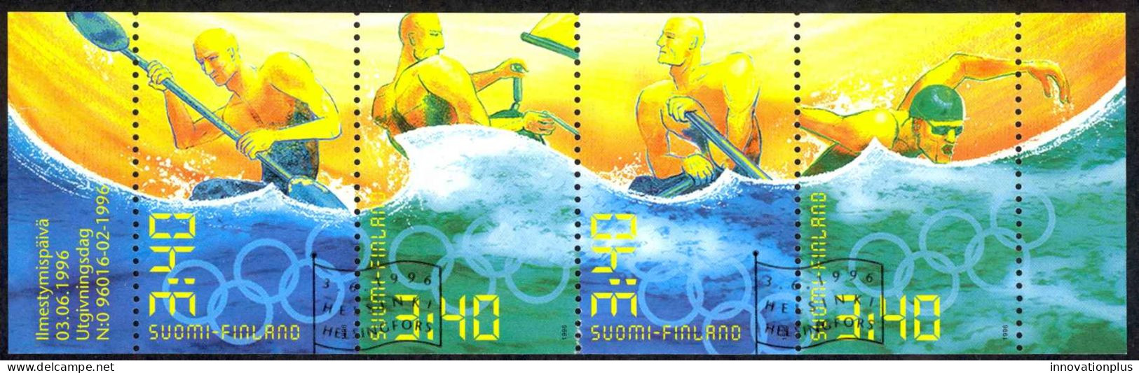 Finland Sc# 1008a Used Booklet Pane (a) 1996 Summer Olympics - Used Stamps