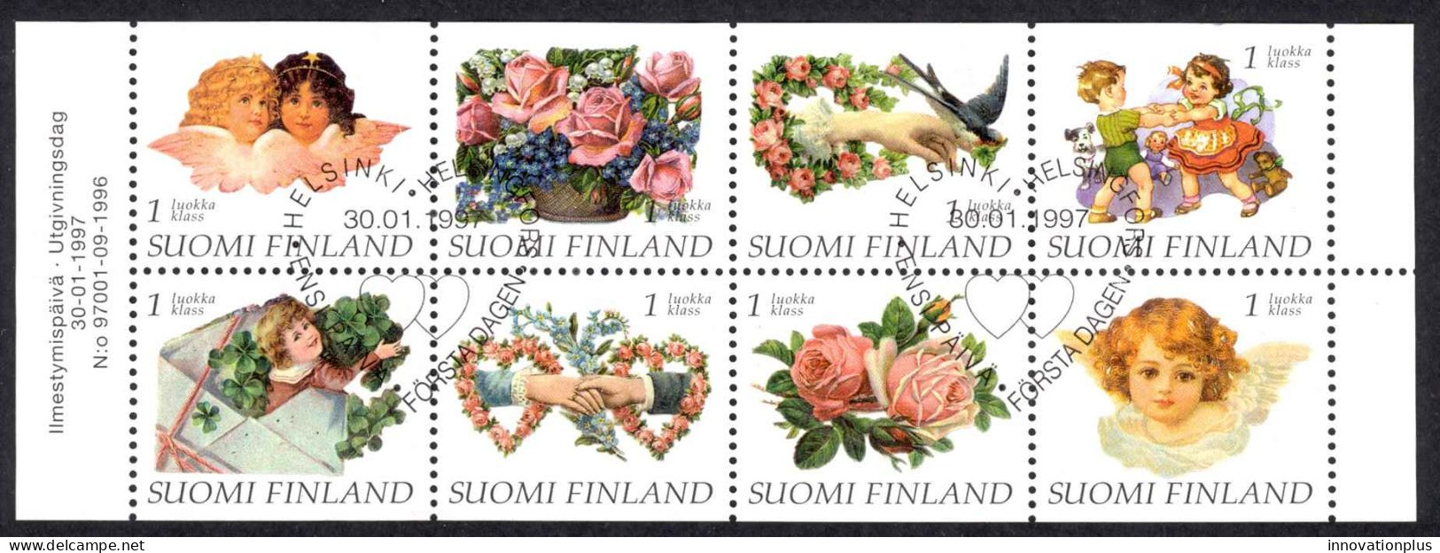 Finland Sc# 1033a FD Cancel Booklet Pane 1997 Greetings - Usati