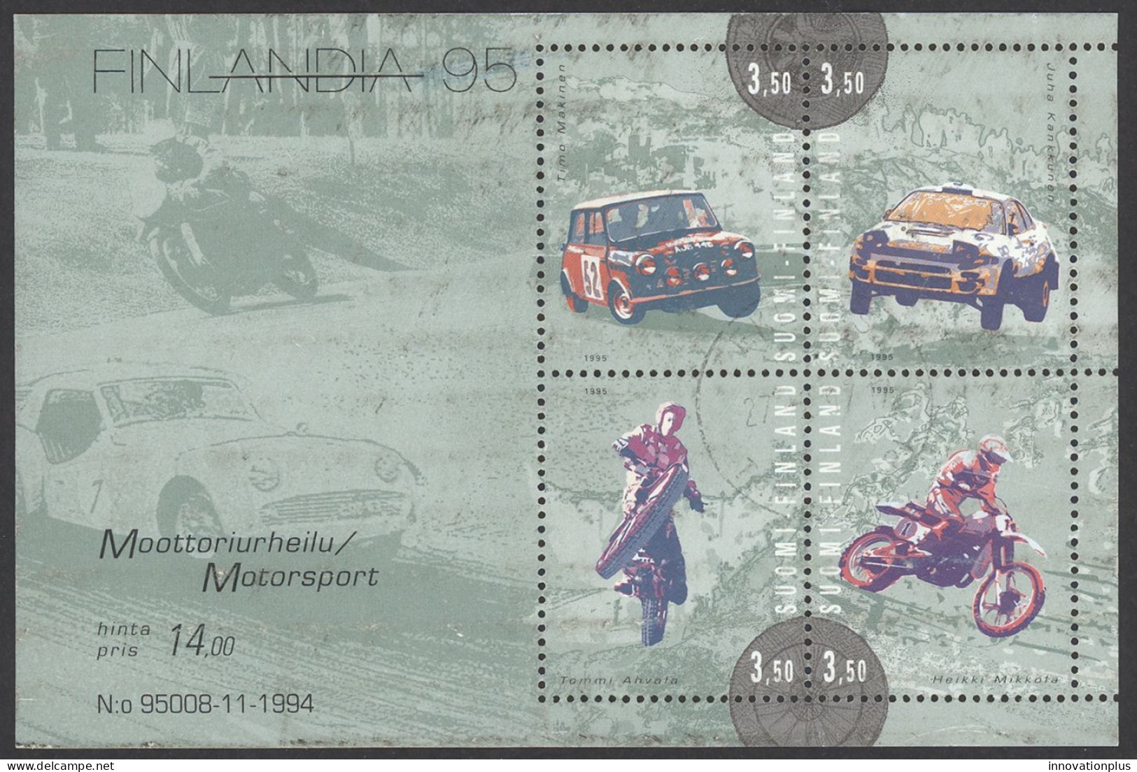 Finland Sc# 961 Used Souvenir Sheet (b) 1995 Motor Sports - Used Stamps