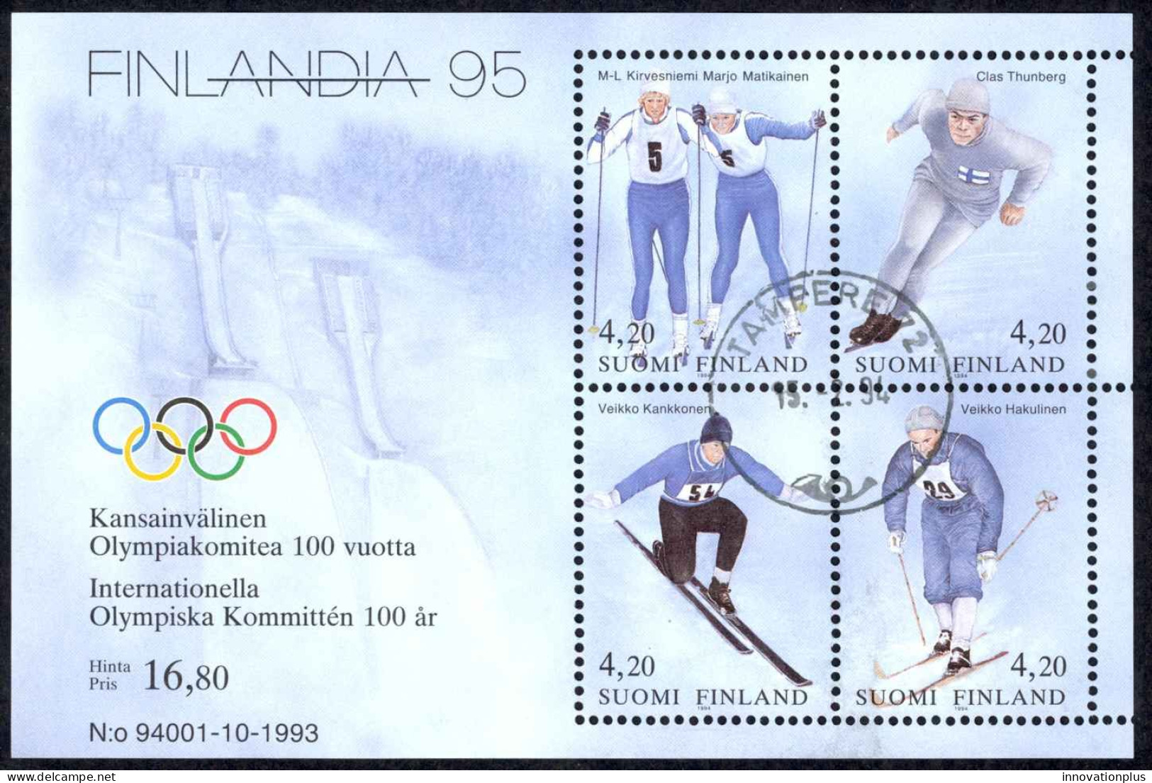 Finland Sc# 933 Used (a) Souvenir Sheet 1994 Winter Olympics0 - Gebraucht