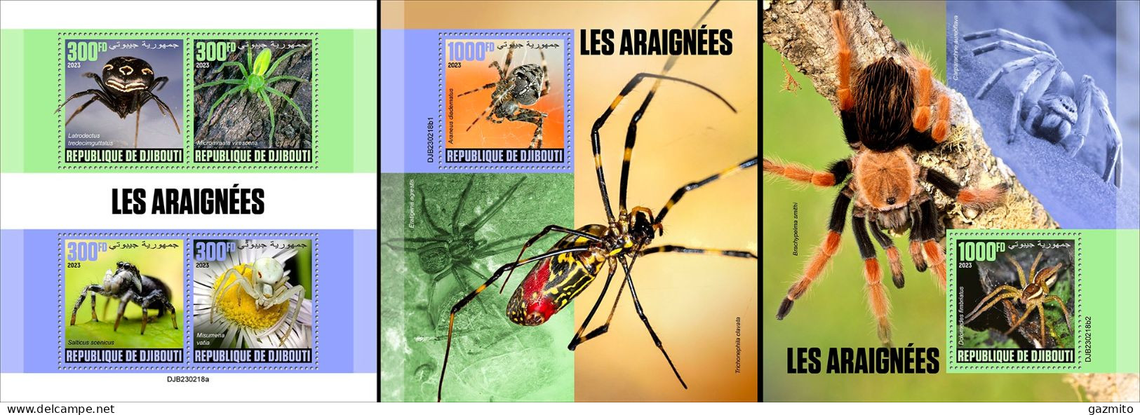 Djibouti 2023, Animals, Spider, 4val In BF +2BF - Spiders